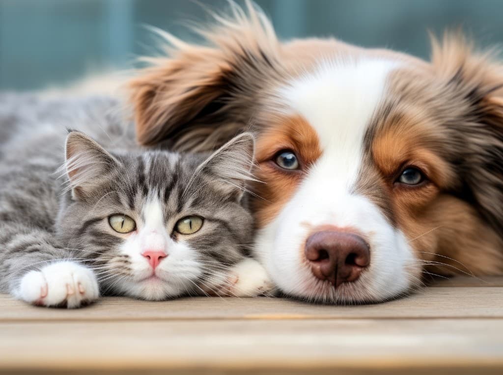 Cat and dog showing affection — companions who deserve stress-free medication